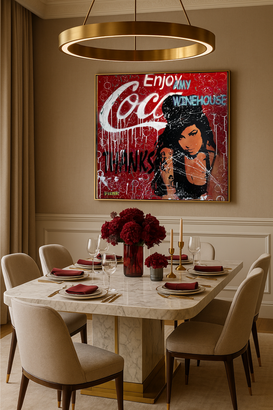 Cuadro original y exclusivo Amy Winehouse & Coke - 100x100cm